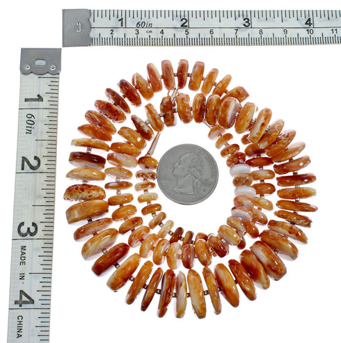 Orange Oyster Shell Sterling Silver Navajo Bead Necklace X10107